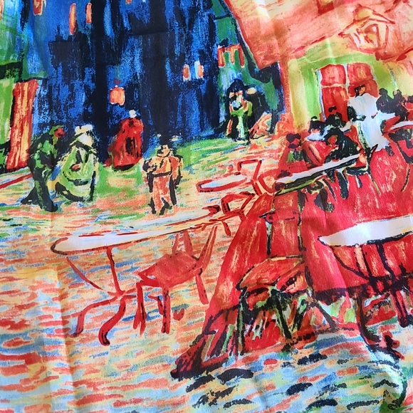 Van Gogh Silk scarf Square Wrap Colorful Classy Art Blue - Picture 2 of 3